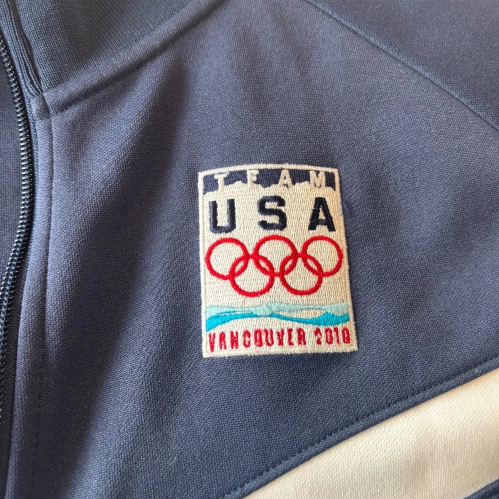 Nike Team USA Vancouver 2010 Olympic Track Jacket Mens Large Navy Blue Full Zip